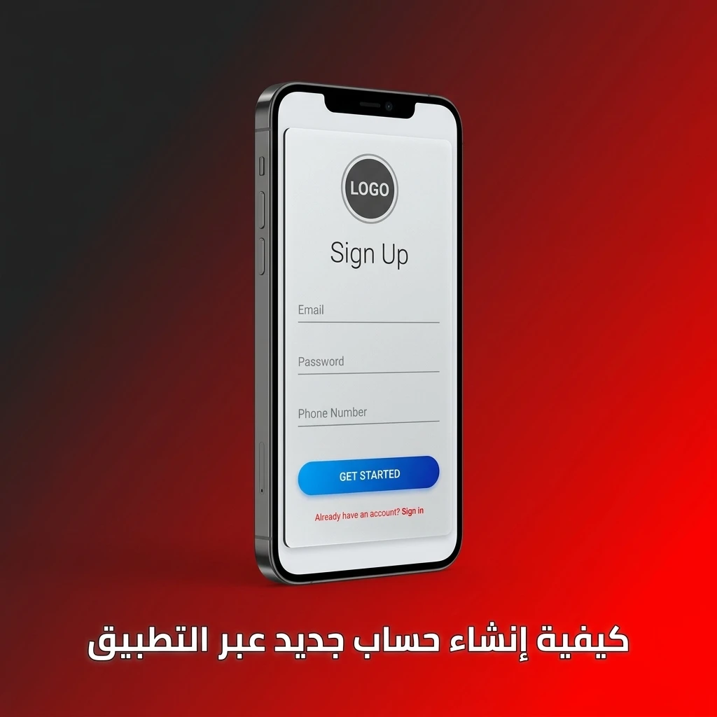 خطوات إنشاء حساب جديد عبر التطبيق بالتسجيل وإدخال البيانات والتحقق من الهوية